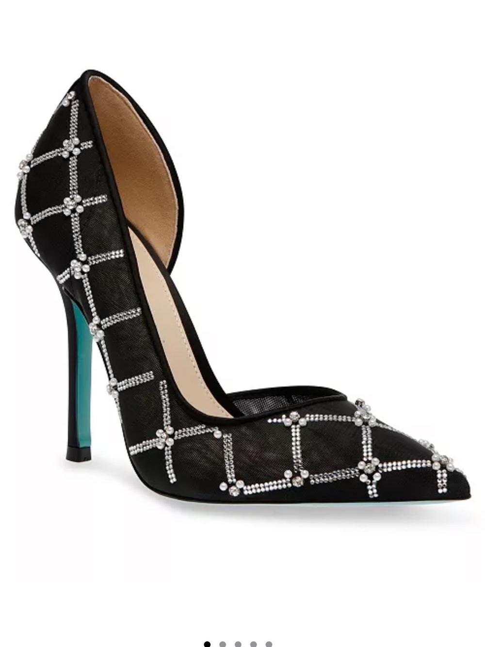 Betsey Johnson Cruze Stiletto Pumps Black Mesh Rhinestone Classic Glam In Box 9 - Picture 6 of 10